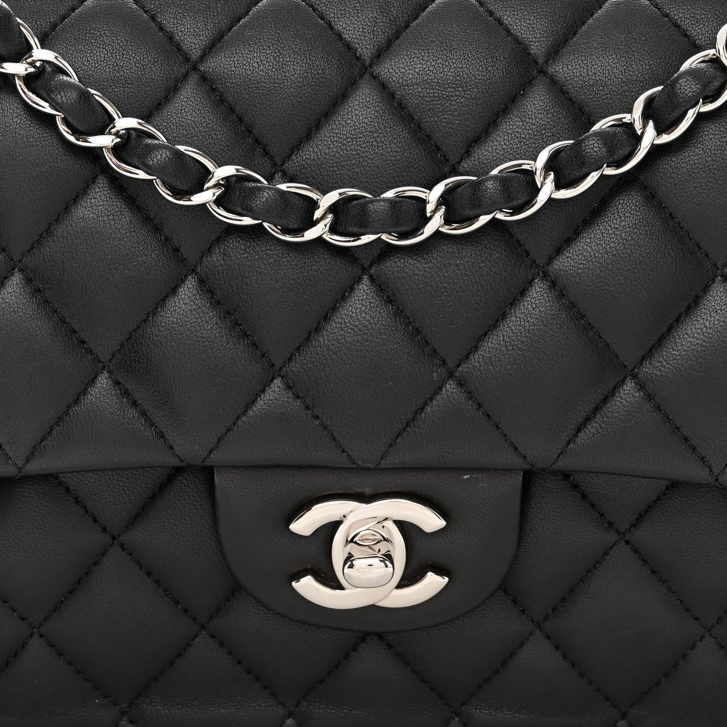 Chanel Lambskin Quilted Medium Double Flap Black 9 of 19
