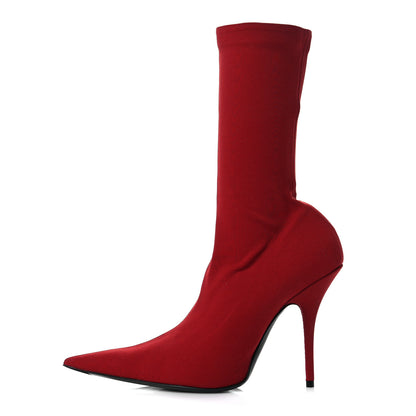Balenciaga Jersey Crepe Extreme Pointed Toe Knife Booties 39 Rouge 1 of 8