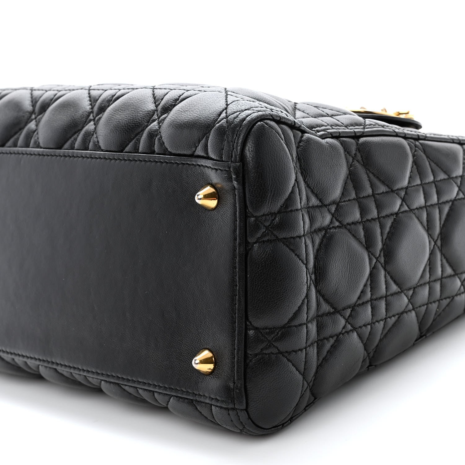 Christian Dior Lambskin Cannage Medium Lady Dior Black 10 of 11