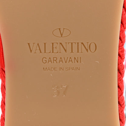 Valentino Garavani Calfskin Rockstud Ankle Strap Torchon Espadrille 25/115mm Wedge Sandals 37 Feminine Pink Multicolor 6 of 11