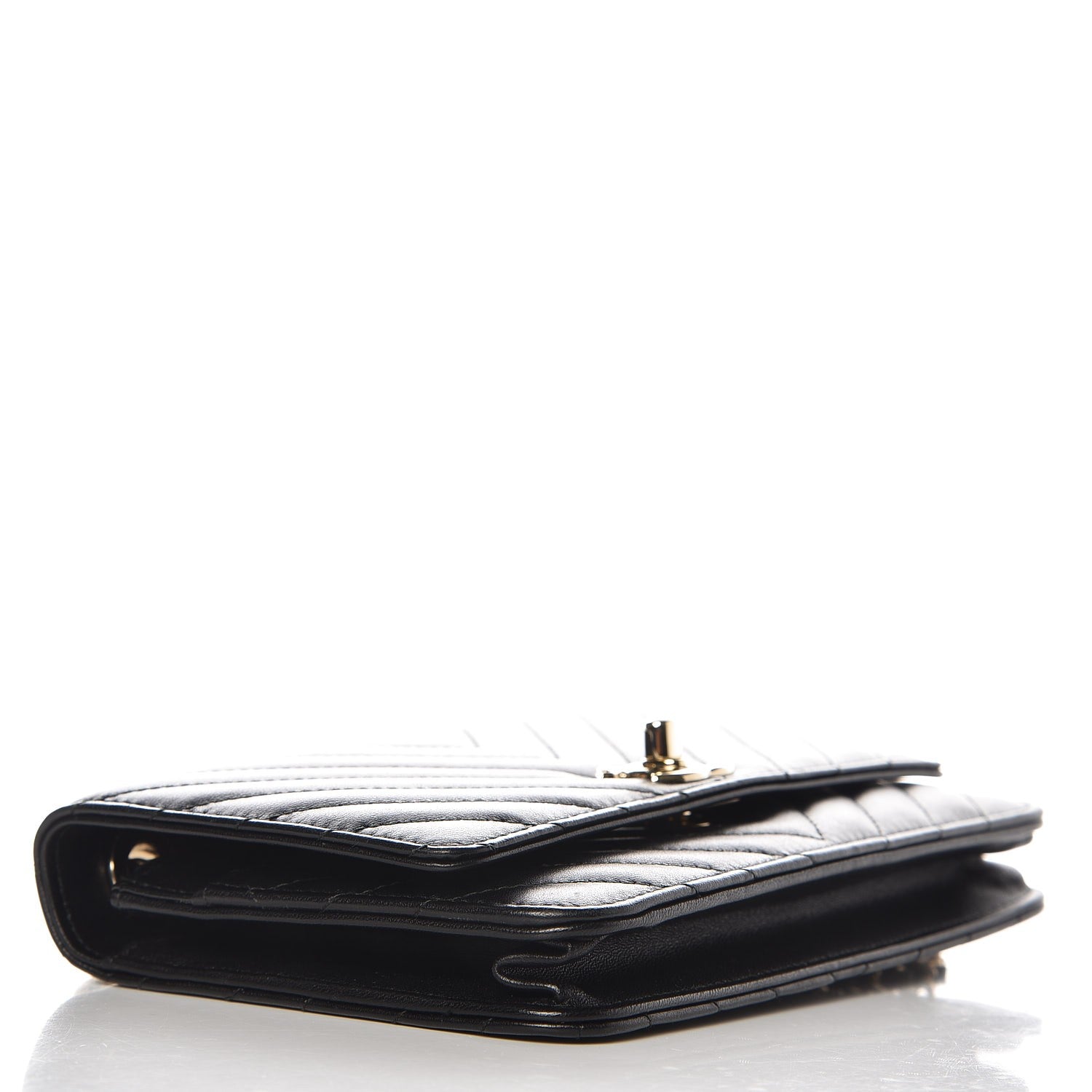 Chanel Lambskin Chevron Quilted Trendy CC Wallet On Chain WOC Black 4 of 8