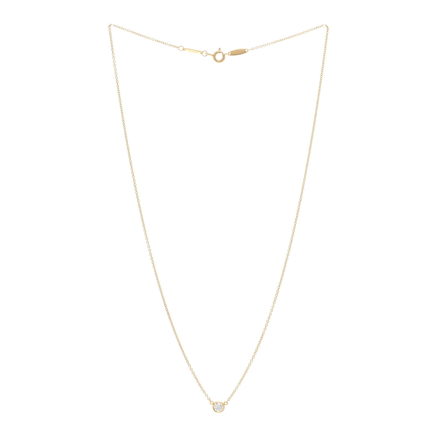 Tiffany 18K Yellow Gold Diamond .21ct Elsa Peretti Diamonds by the Yard Pendant Necklace 3 of 4