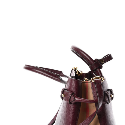 Burberry Grainy Calfskin House Check Medium Banner Tote Elderberry 27 of 29