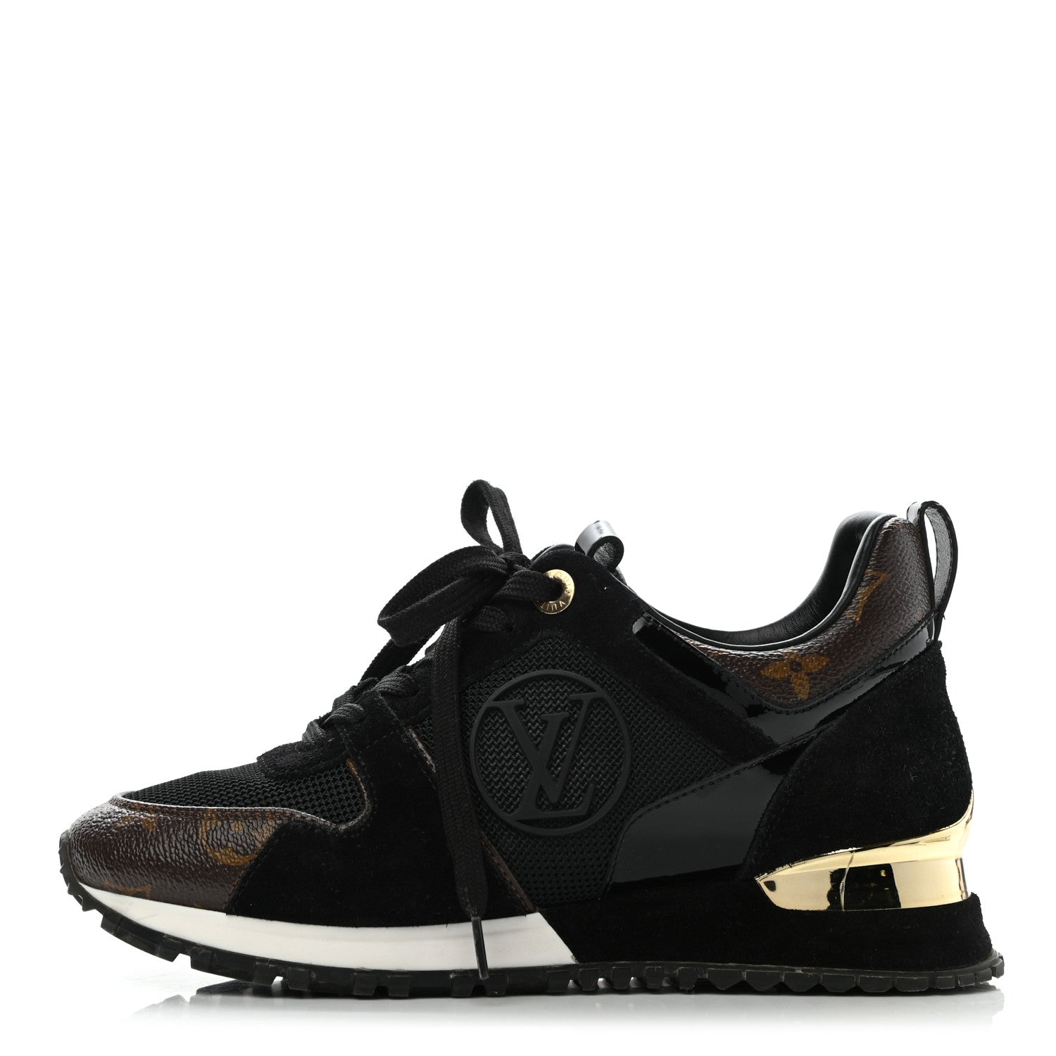 Louis Vuitton Suede Monogram Run Away Sneakers 35 Black 1 of 9