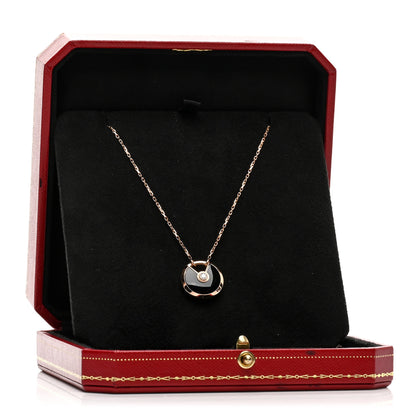 Cartier 18K Pink Gold Diamond Black Onyx SM Amulette de Cartier Pendant Necklace 5 of 5