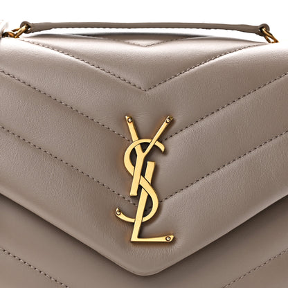Saint Laurent Calfskin Y Quilted Monogram Small Loulou Chain Satchel Greyish Brown 8 of 11