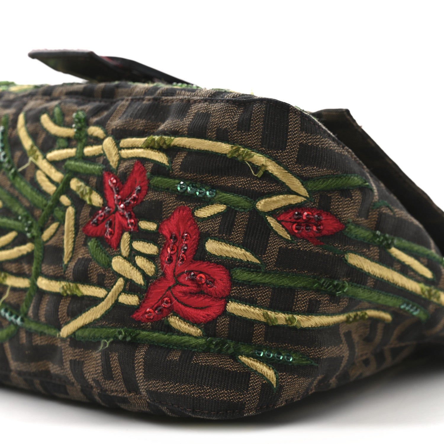 Fendi Zucca Pony Hair Embroidered Mama Baguette Tobacco Rosso 11 of 11