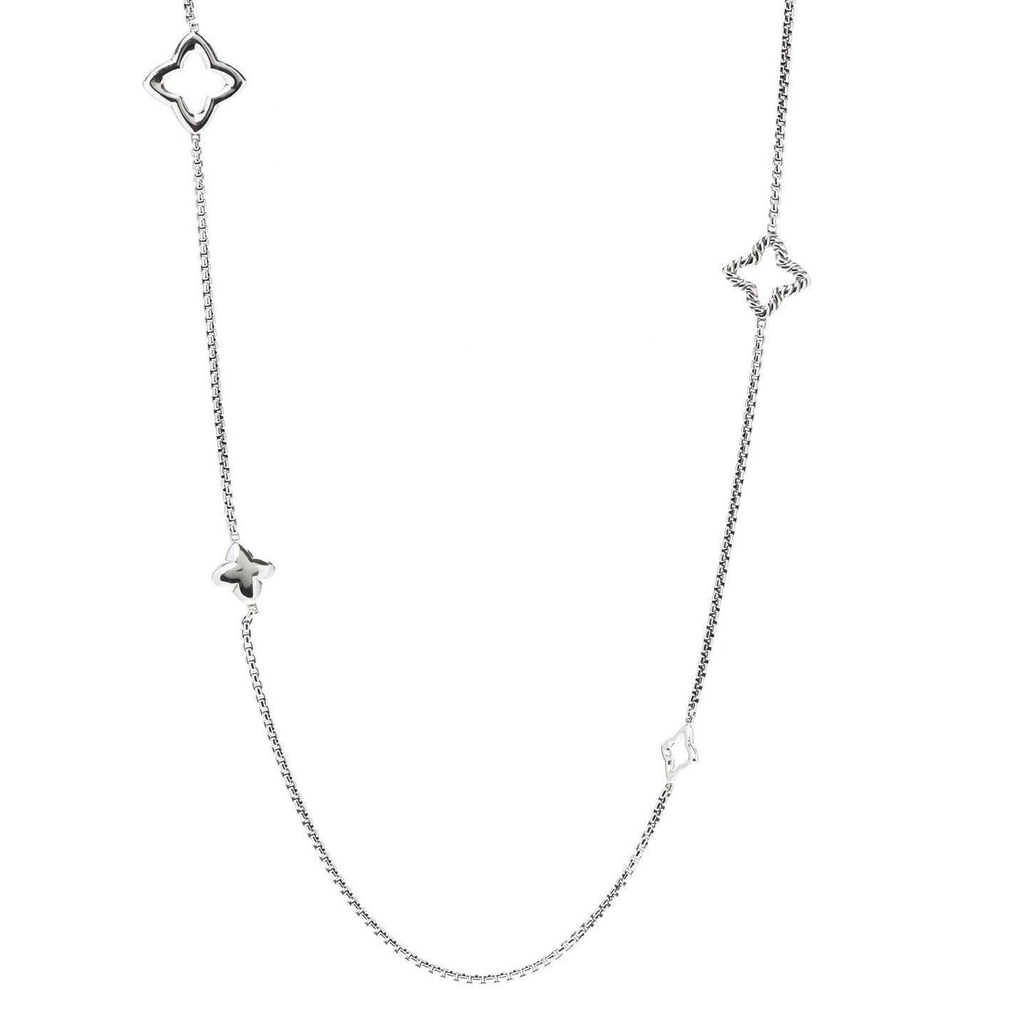 Sterling Silver 25mm Quatrefoil Chain Necklace