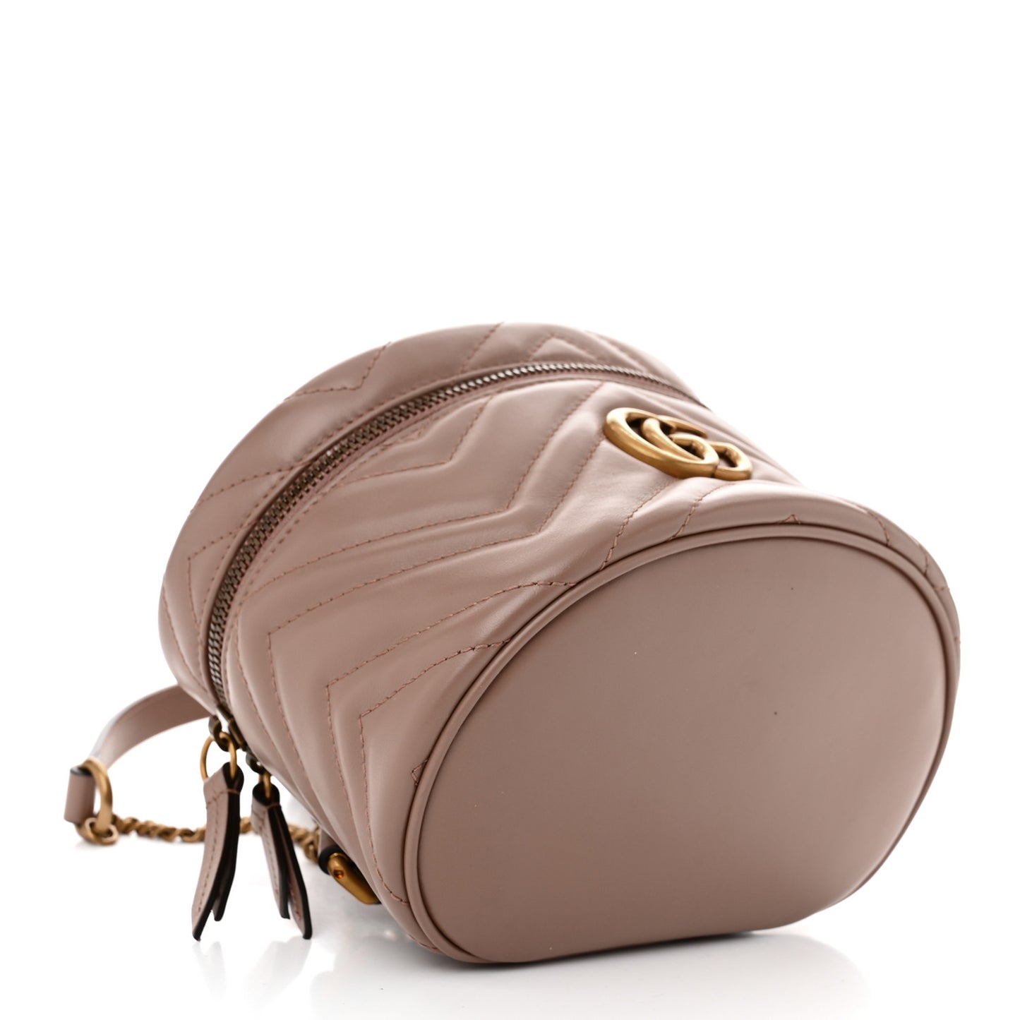 Calfskin Matelasse Mini GG Marmont Round Backpack Porcelain Rose