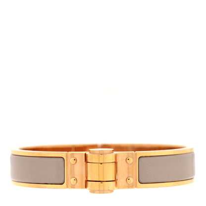 Hermes Enamel Charniere Uni Narrow Hinged Bracelet S Marron Glace 1 of 5