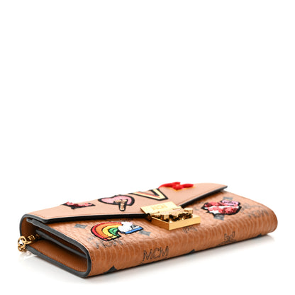 MCM Visetos Large Patricia Love Patch Wallet On Chain Cognac 4 of 10