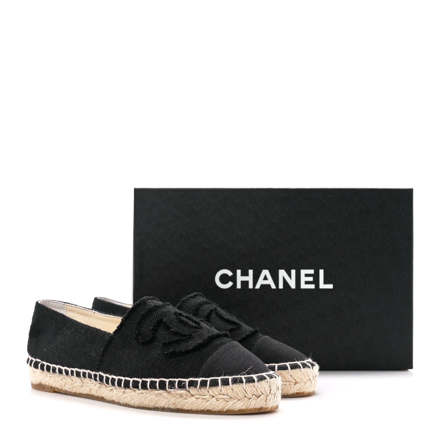 Chanel Denim Toile CC Espadrilles 37 Black 11 of 11