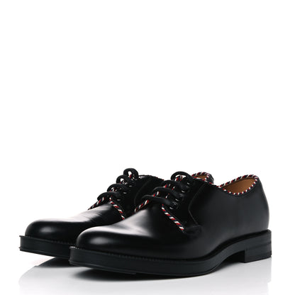 Gucci Calfskin Embroidered Mens Lace Up Derbys 5 Black 3 of 9