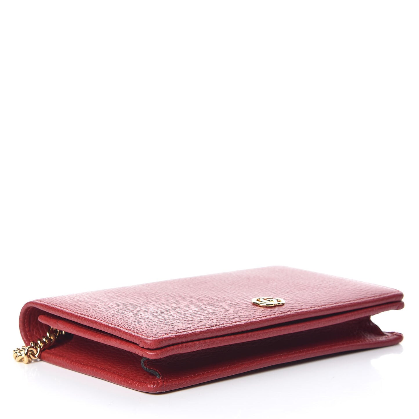 Dollar Calfskin Mini GG Marmont Chain Wallet Hibiscus Red