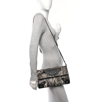 Balenciaga Snakeskin Classic Silver Hardware Envelope Strap Clutch 2 of 11