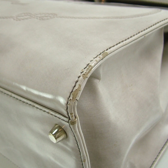 Leather Framed Jacquard Logo Handbag Gray