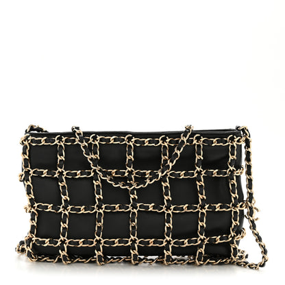 Chanel Lambskin Chain Frame Shoulder Bag Black 1 of 10