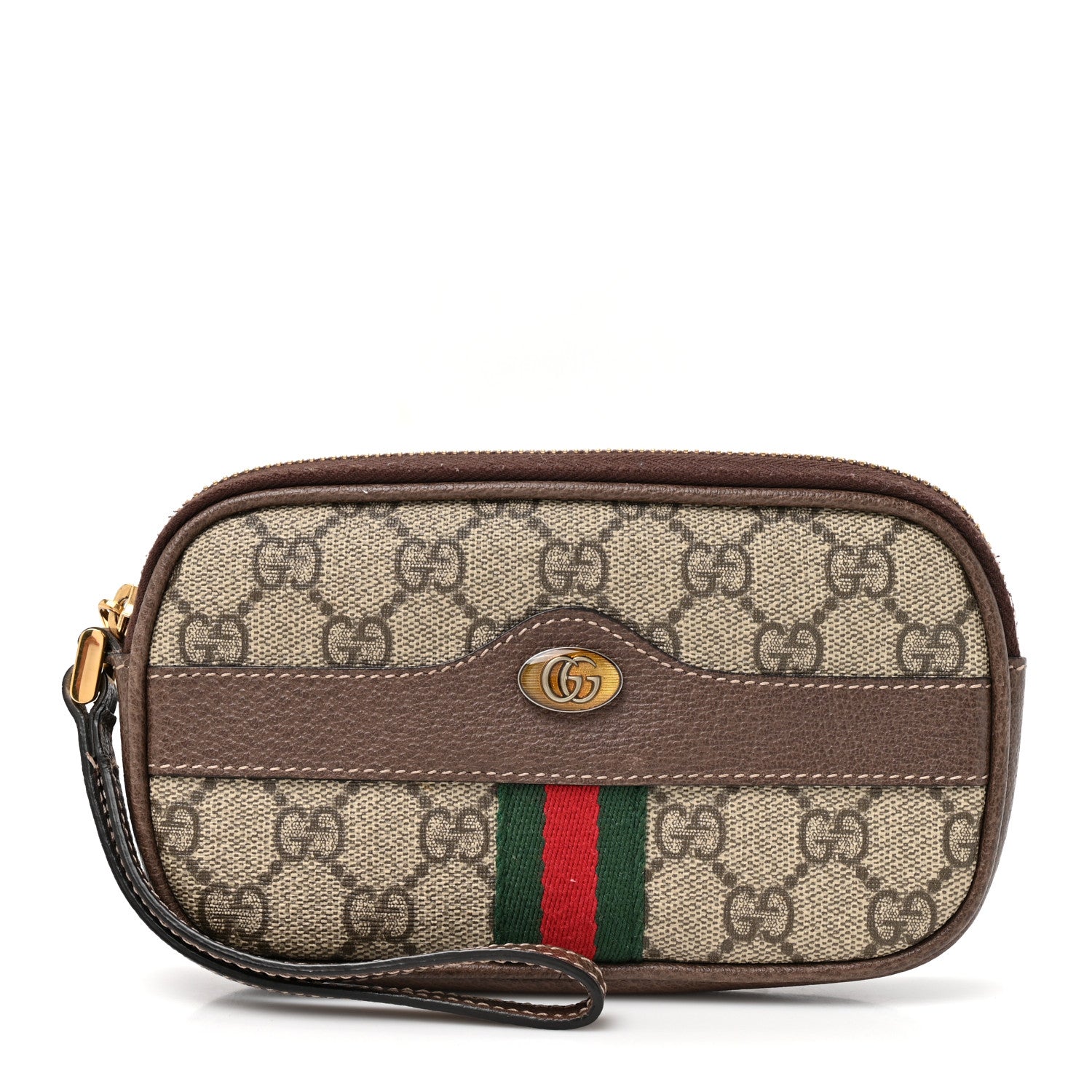 Gucci GG Supreme Monogram Ophidia Phone Case Wristlet Brown Brown 1 of 9