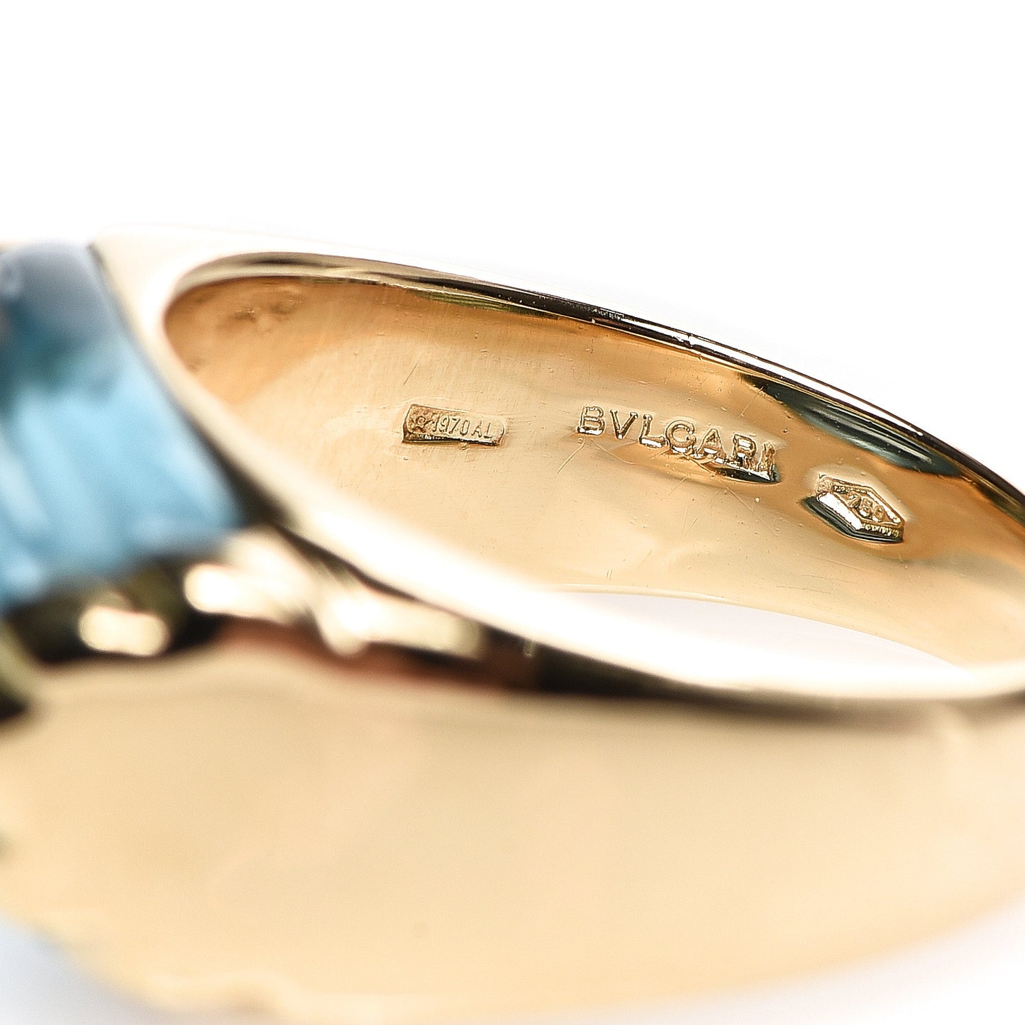 18K Yellow Gold Blue Topaz Tronchetto Ring 51 5.75