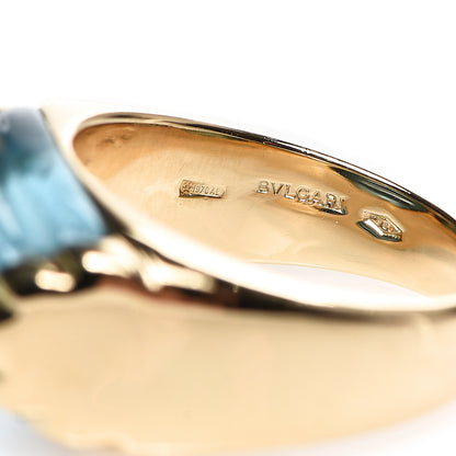 Bulgari 18K Yellow Gold Blue Topaz Tronchetto Ring 51 5.75 4 of 4