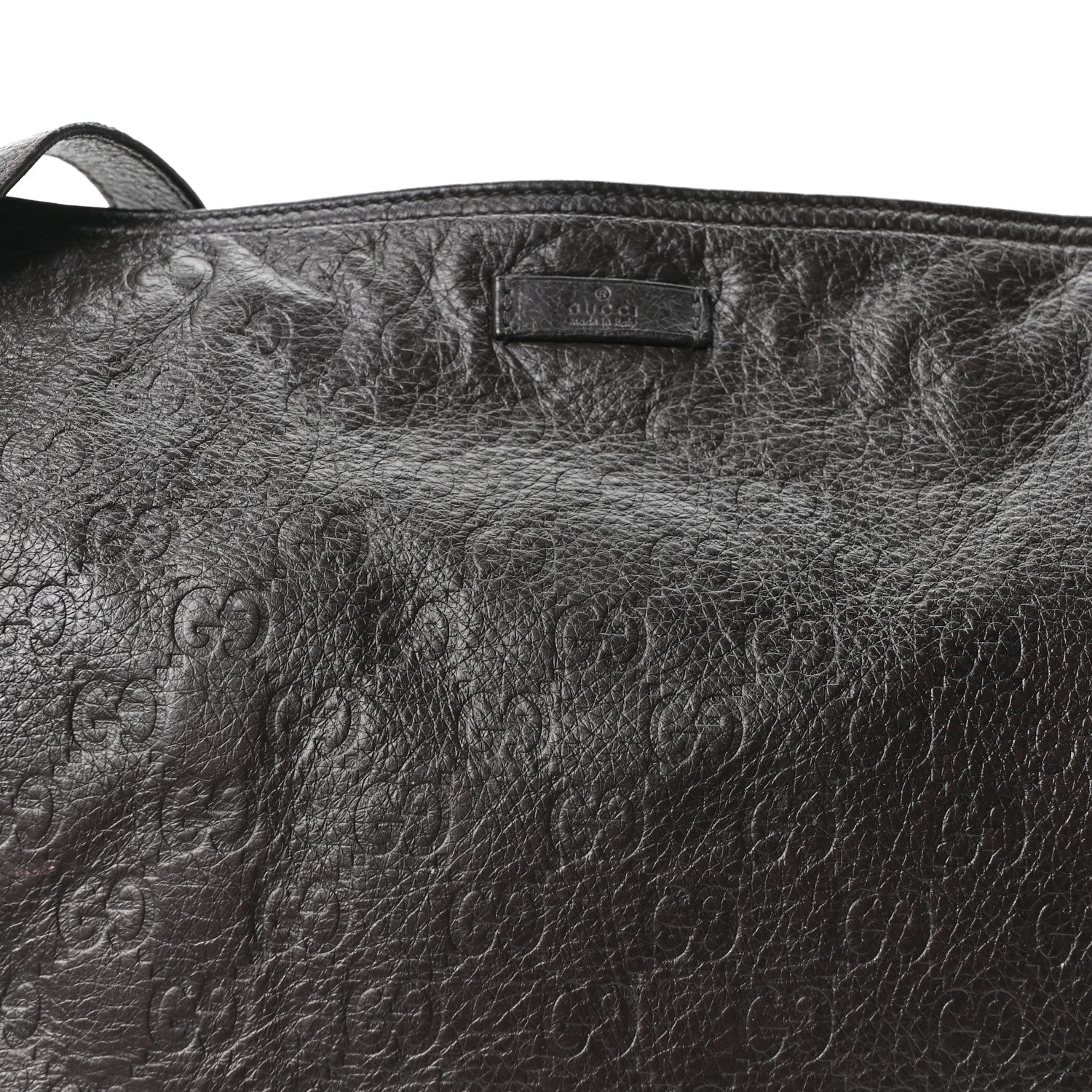 Gucci Guccissima Medium Flat Messenger Bag Dark Brown 7 of 9