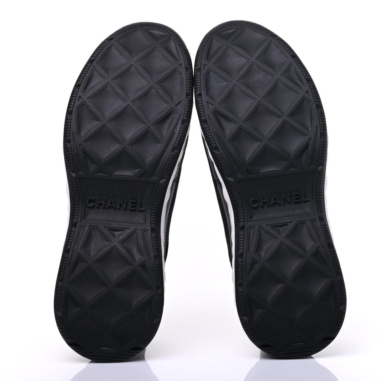 Chanel Fabric Calfskin Suede CC Sneakers 37.5 Black 5 of 9