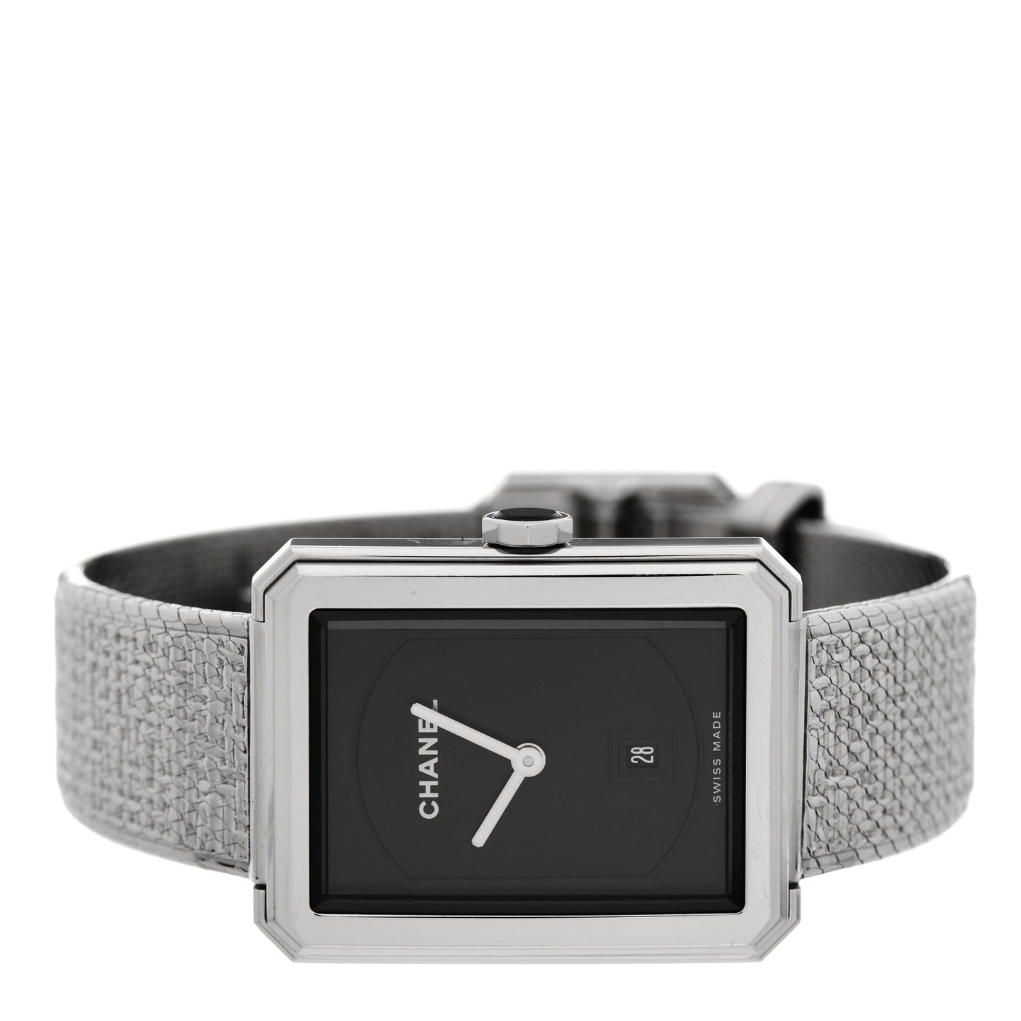 Stainless Steel 26mm Boy-friend Tweed Quartz Watch Black