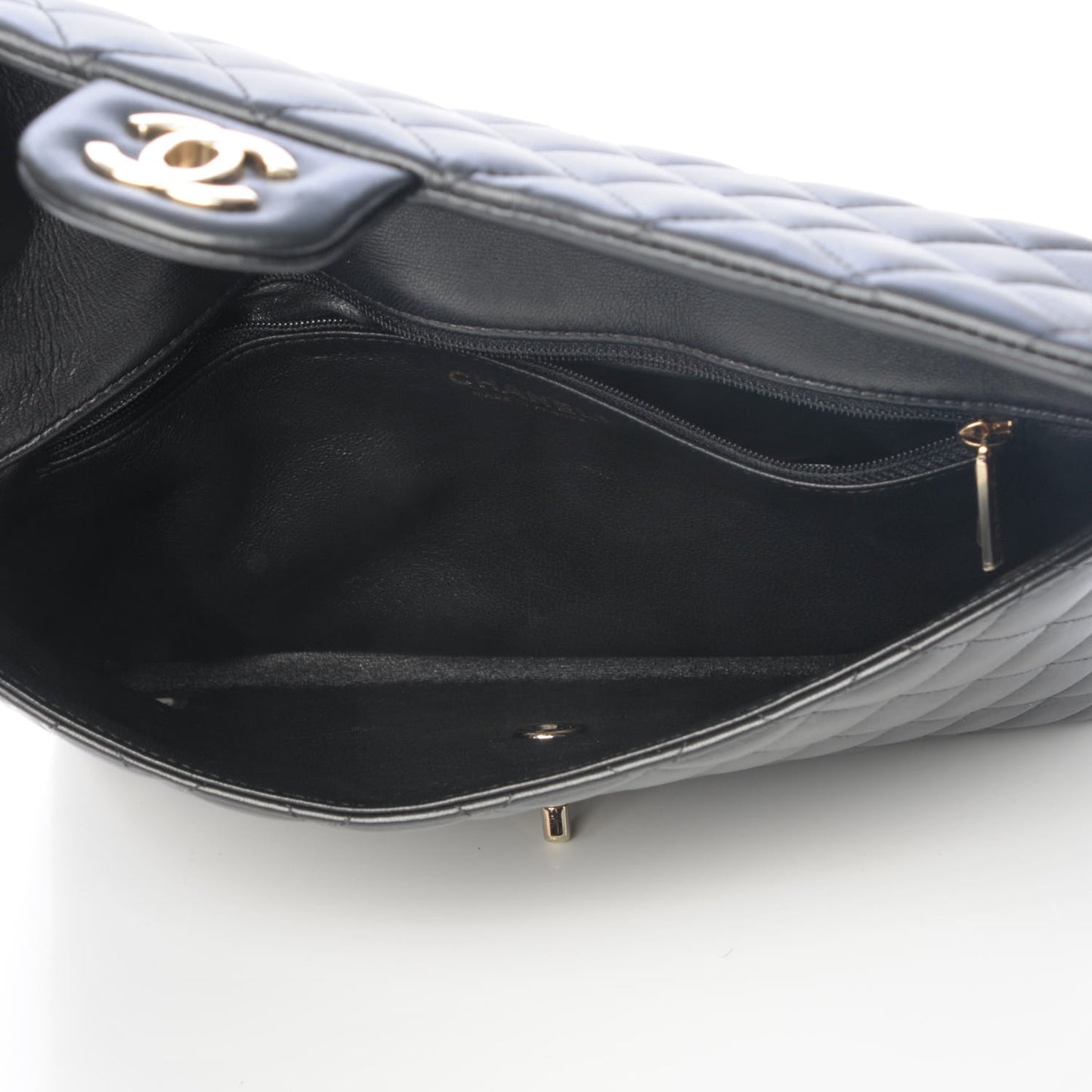 Lambskin Quilted Flap Clutch Black