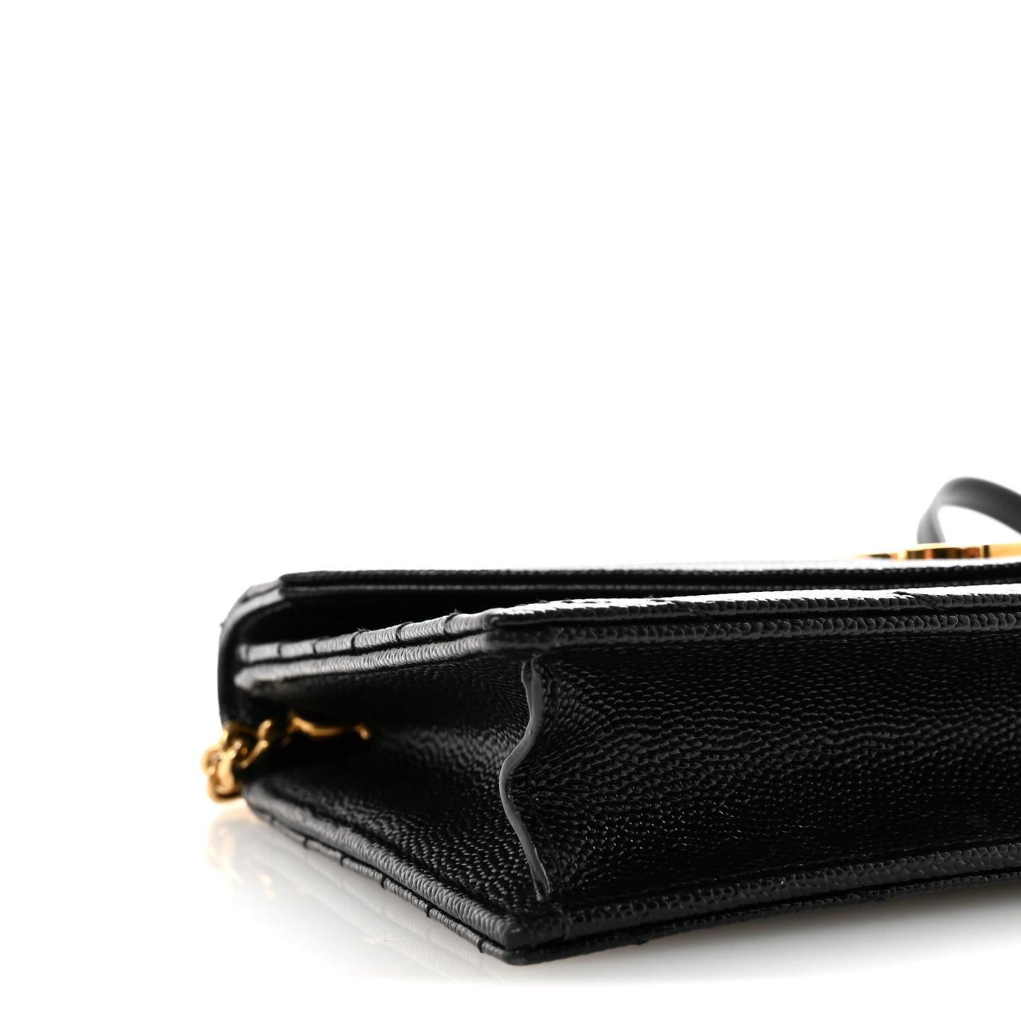 Grain De Poudre Matelasse Chevron Monogram Envelope Chain Wallet Black