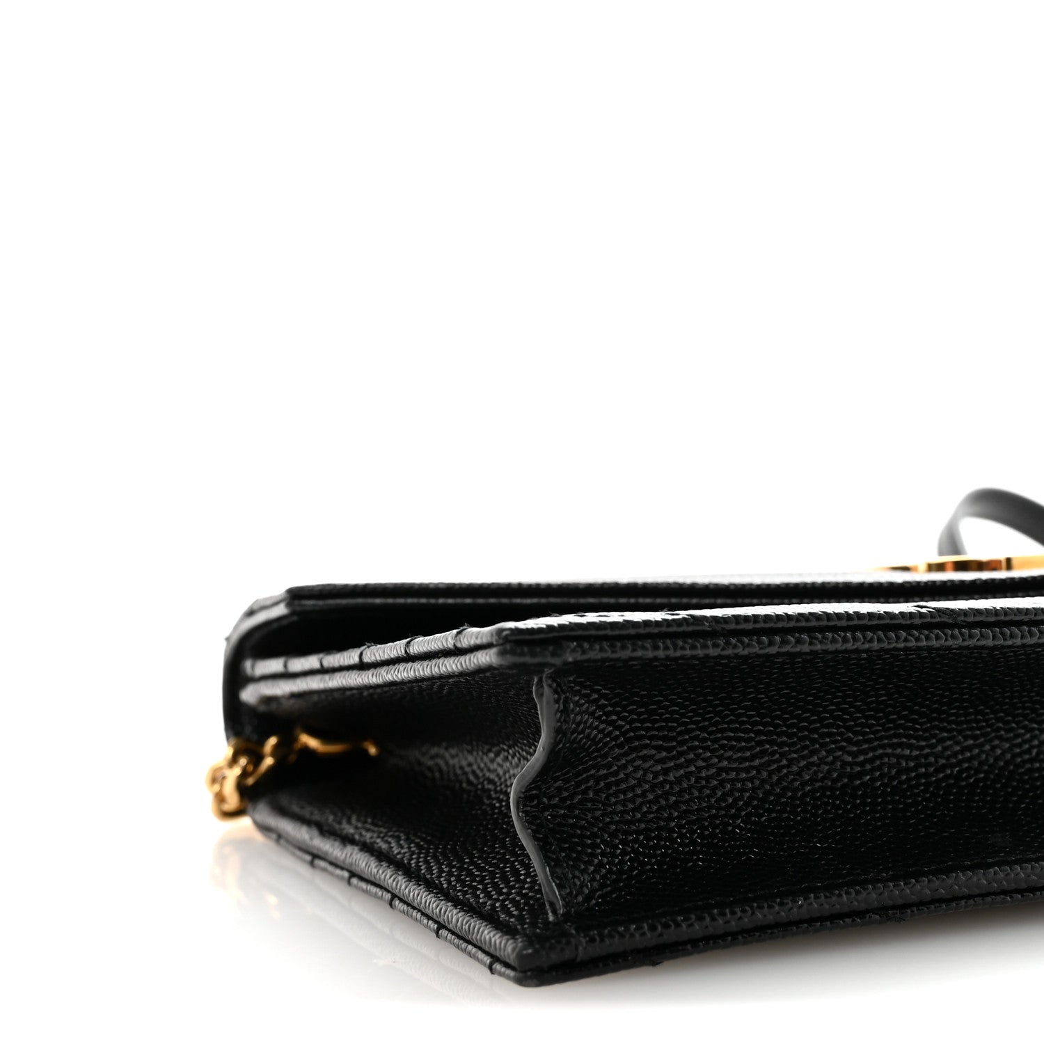 Saint Laurent Grain De Poudre Matelasse Chevron Monogram Envelope Chain Wallet Black 8 of 10