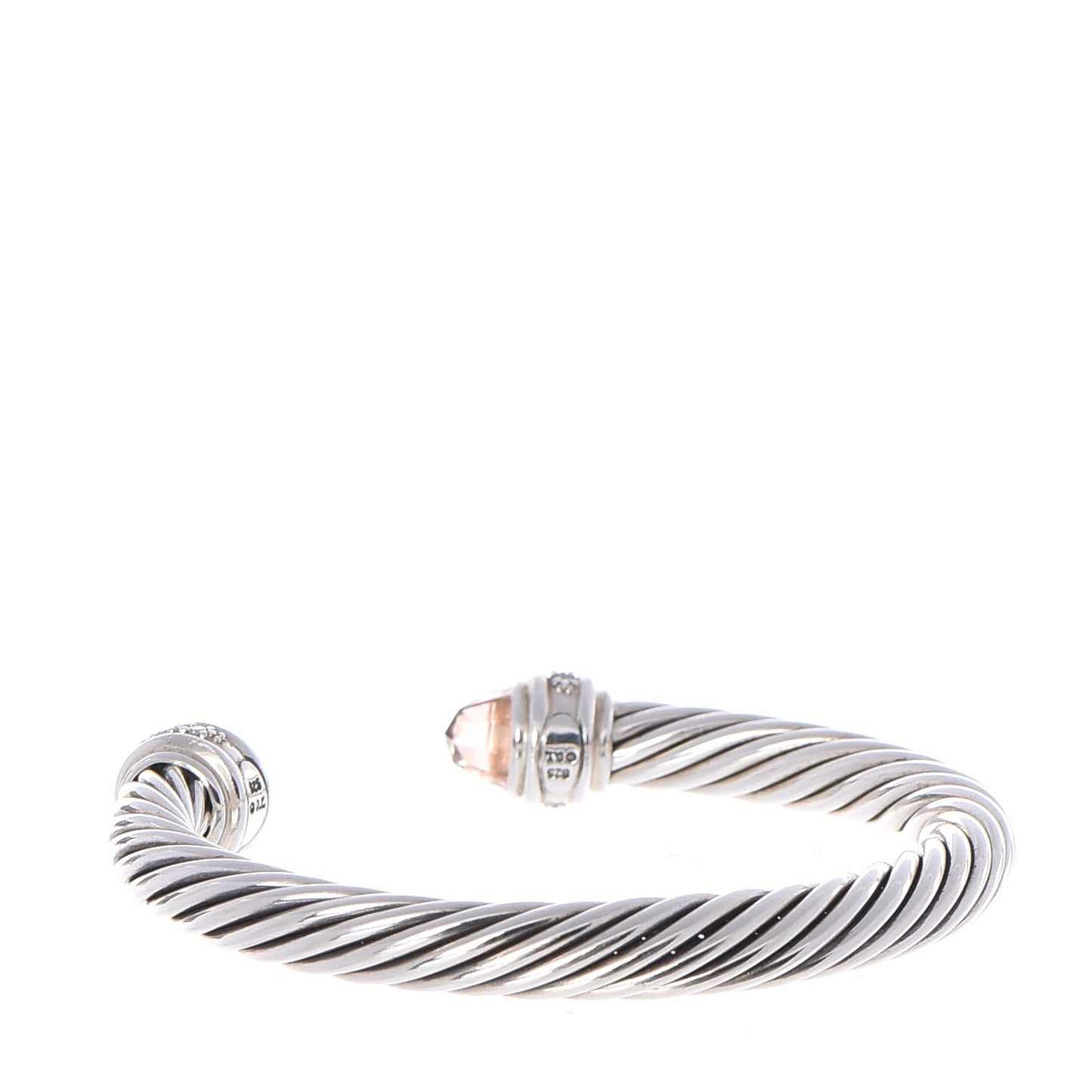 Sterling Silver Diamond Morganite 7mm Cable Classics Bracelet