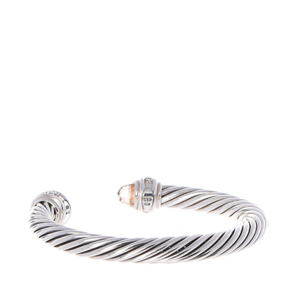 David Yurman Sterling Silver Diamond Morganite 7mm Cable Classics Bracelet 3 of 5