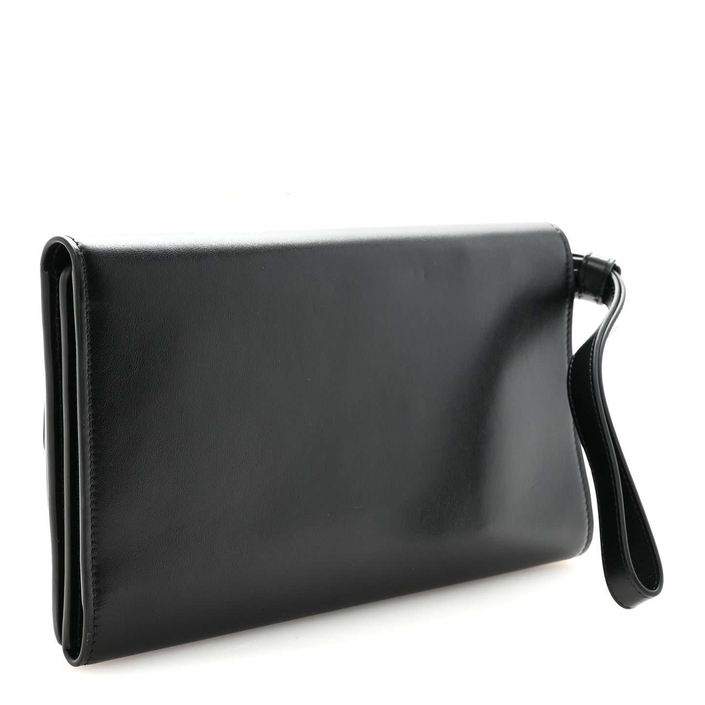 Calfskin Trifold Document Case Clutch Black