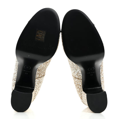 Chanel Glitter Lambskin Cap Toe CC Mary Jane Pumps 39 Light Gold Black 5 of 9