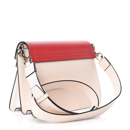 MCM Visetos Calfskin Colorblock Mezzanin Shoulder Bag Cognac Ruby Red 3 of 11