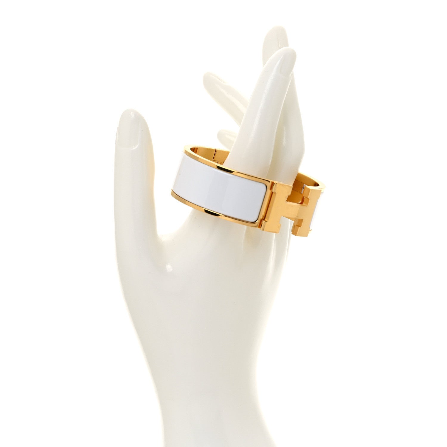 Hermes Enamel Wide Clic Clac H Bracelet PM White 2 of 5