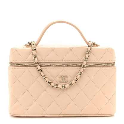 Chanel Caviar Quilted Top Handle Slim Vanity With Chain Beige 1 of 11