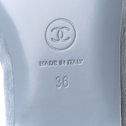 Chanel Suede Cap Toe Camellia Ballerina Flats 36 Light Blue 7 of 8
