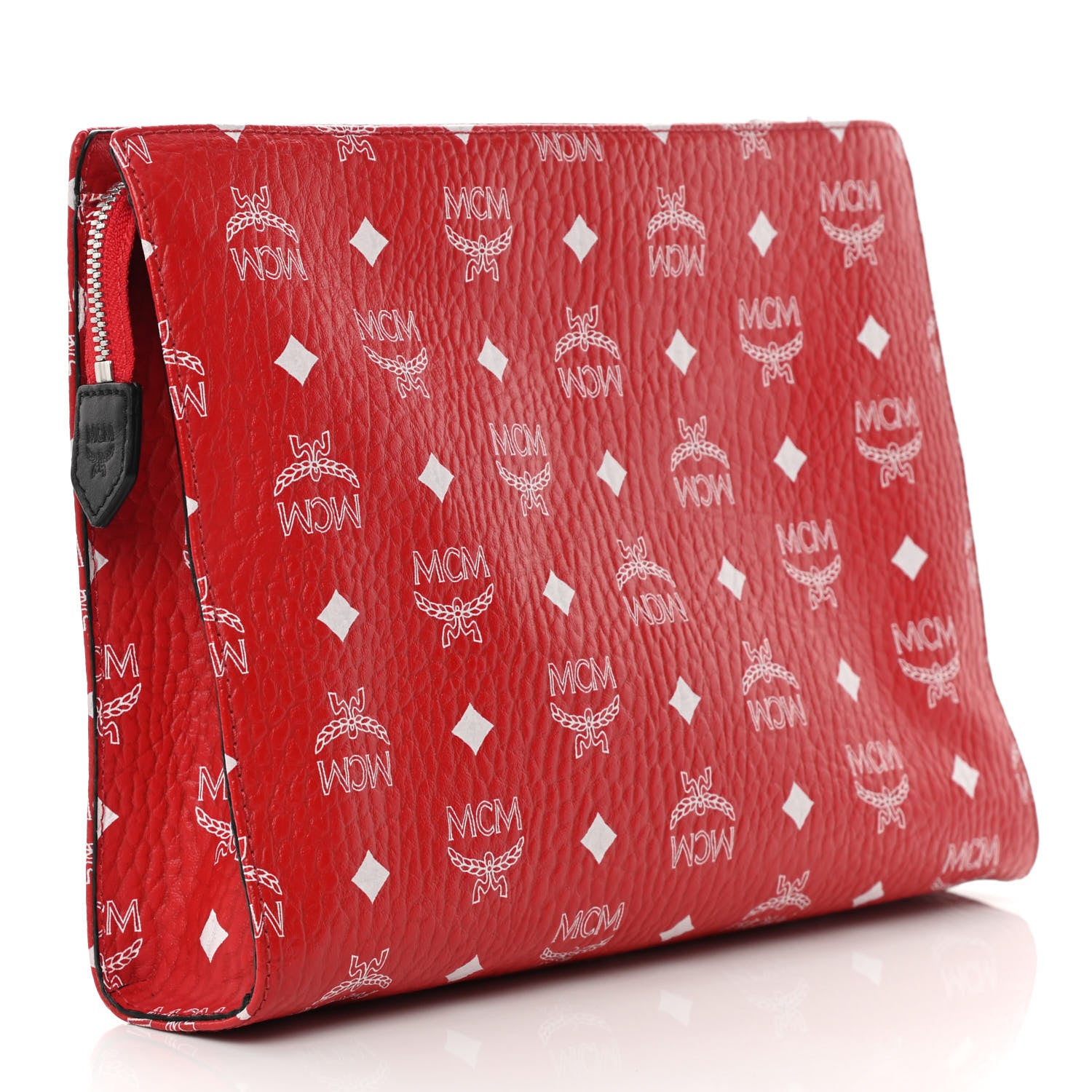 MCM Visetos Medium Zip Pouch Red 3 of 10