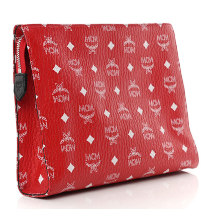 MCM Visetos Medium Zip Pouch Red 3 of 10