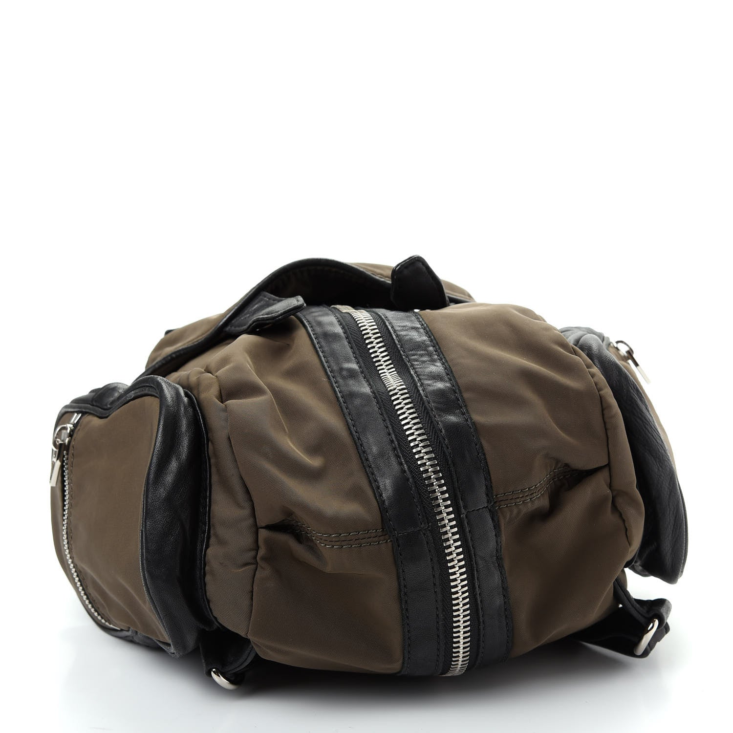 Alexander Wang Lambskin Nylon Marti Backpack Military Green Nickel Hardware 3 of 7