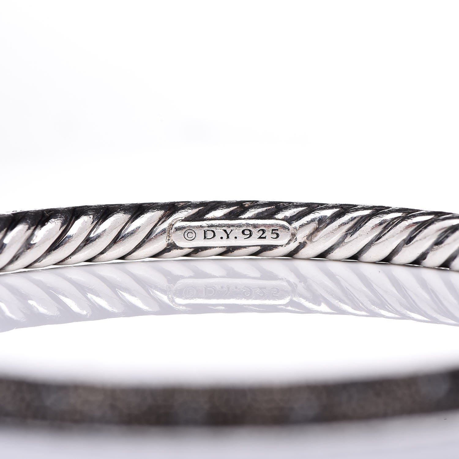 David Yurman Sterling Silver Black Diamond 4mm Midnight Melange Bangle Bracelet 3 of 4