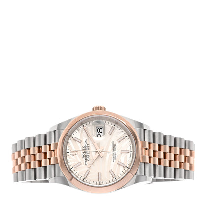 Rolex Stainless Steel 18K Everose Gold 36mm Oyster Perpetual Datejust Watch Silver Palm 126201 2 of 5
