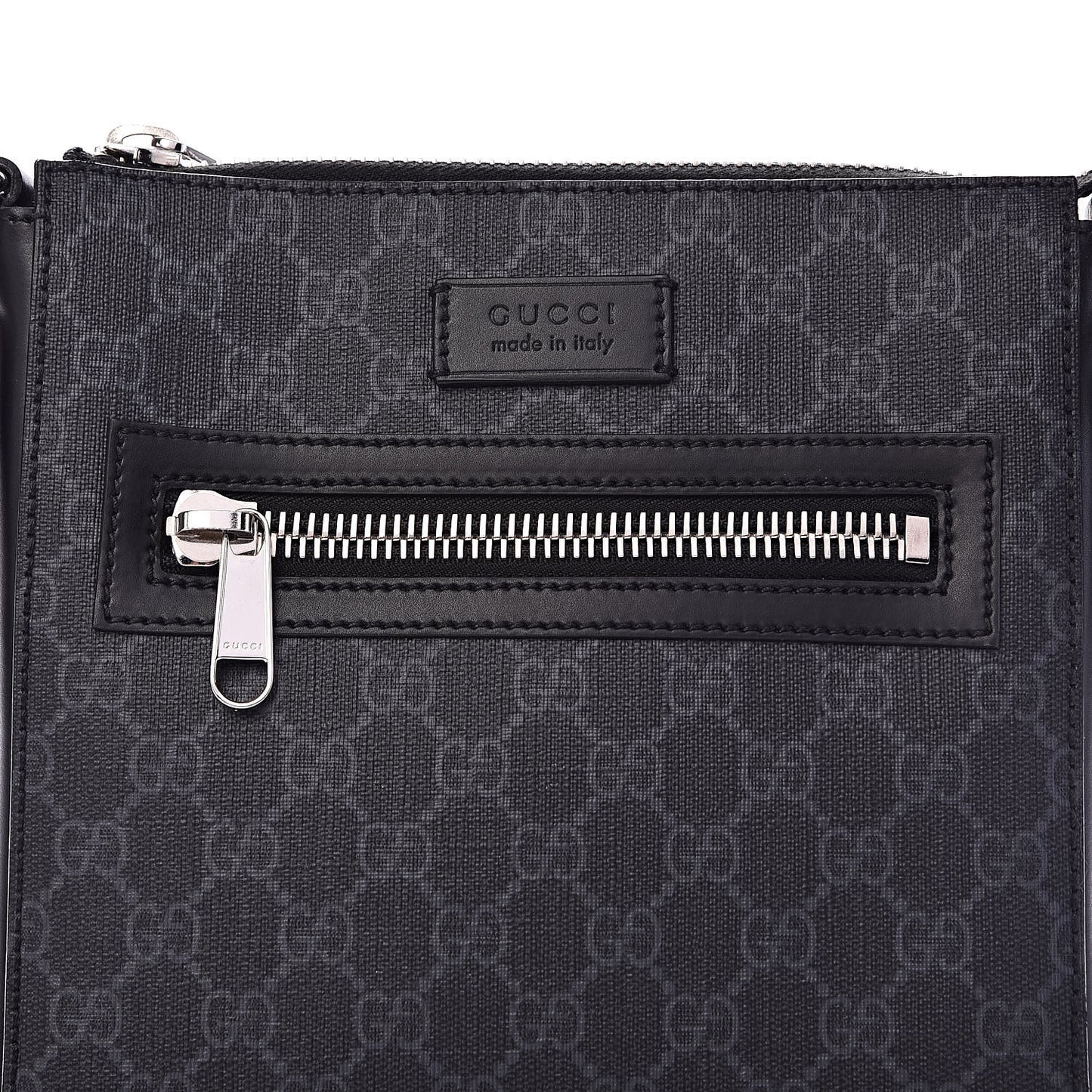 GG Supreme Monogram Web Small Flat Messenger Bag Black Grey