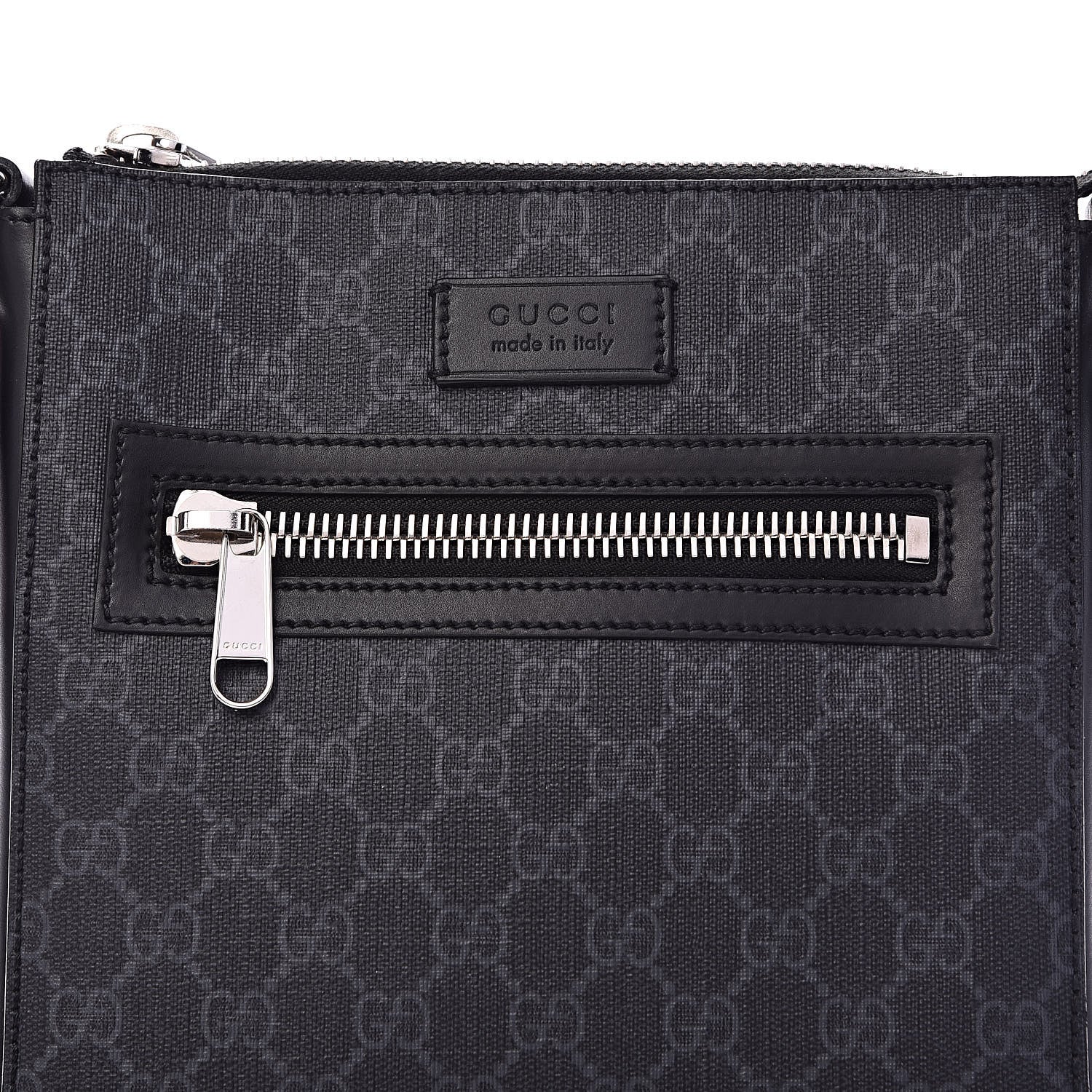 Gucci GG Supreme Monogram Web Small Flat Messenger Bag Black Grey 8 of 11