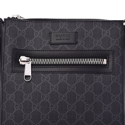 Gucci GG Supreme Monogram Web Small Flat Messenger Bag Black Grey 8 of 11