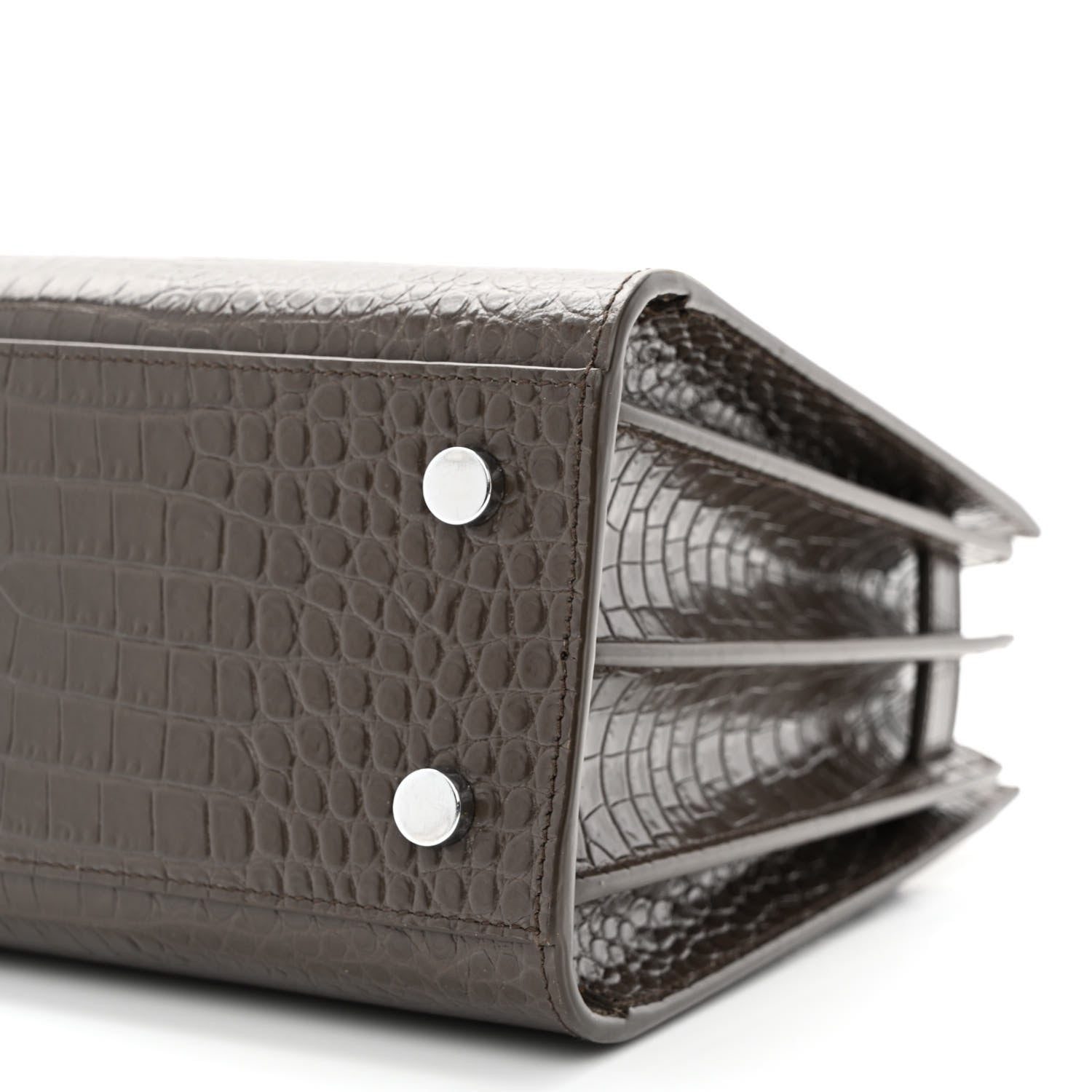 Saint Laurent Calfskin Crocodile Embossed Baby Sac De Jour Dark Brown 10 of 11