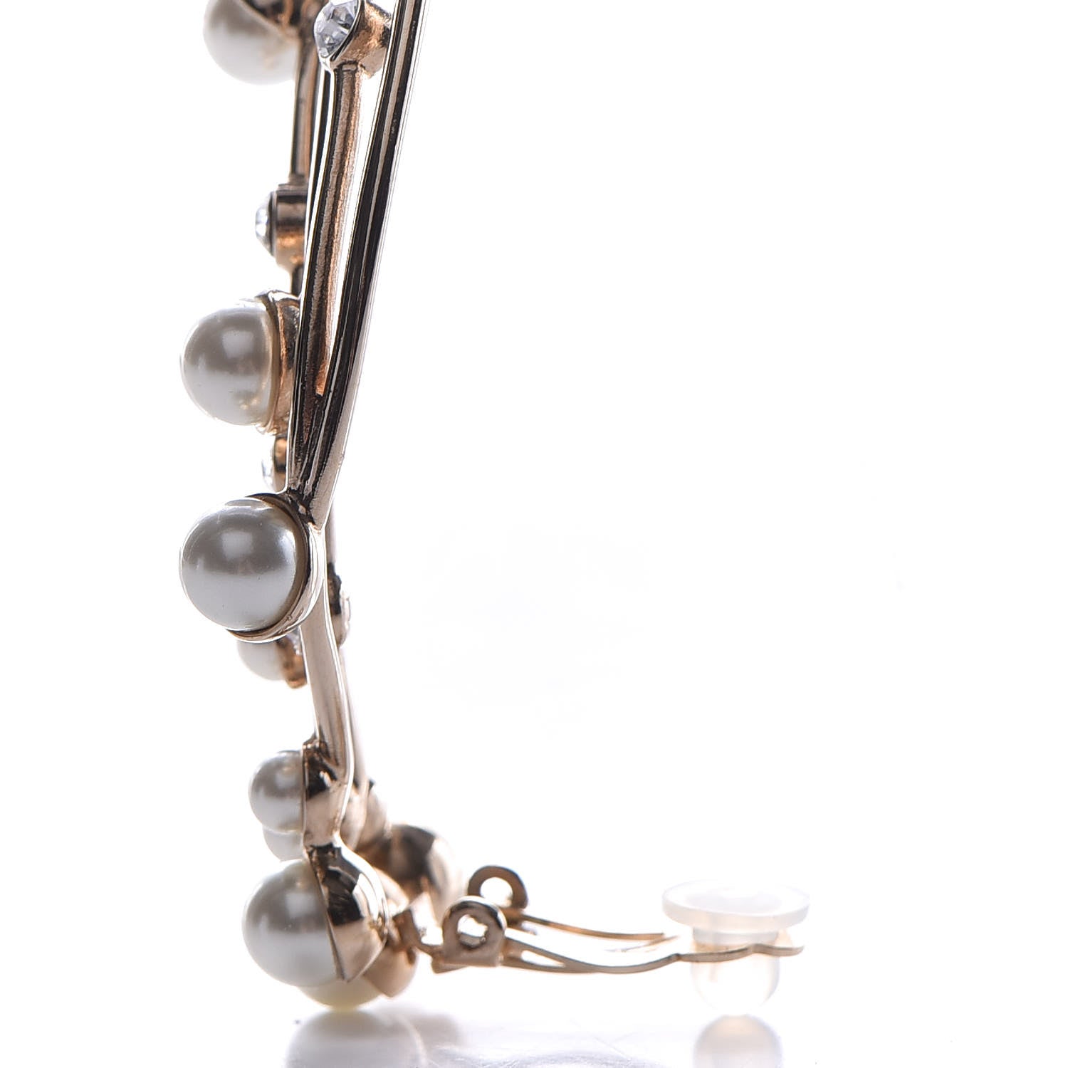 Christian Dior Pearl Crystal Clip On Earring Gold 3 of 5