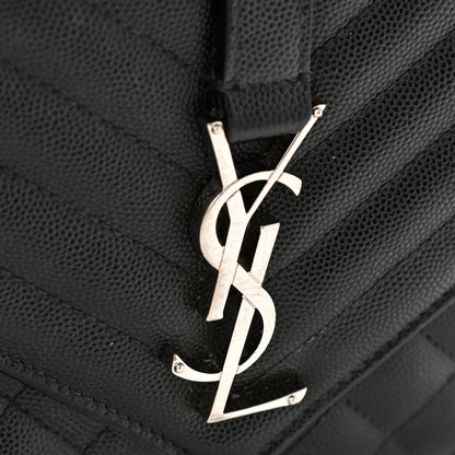 Saint Laurent Grain De Poudre Textured Mixed Matelasse Triquilt Medium Monogram Satchel Black 14 of 14