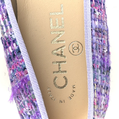 Chanel Tweed Grosgrain Cap Toe Ballerina Flats 38.5 Purple Black 7 of 10
